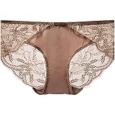 SilRiver Women's Silk Satin Panties Lace Brief Sexy Undies Breathable Underpants