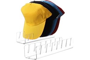 CAYYET Hat Organizer 2 pcs Hat Rack Baseball Hat Storage and Display Rack, Acrylic Organizer, Installation-Free, Holds 14 Hats for Bedroom, Closet and Dresser Clear