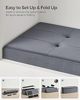 SONGMICS Storage Ottoman Foldable 38x110x38 cm Slate Grey LSF277G51 view 8