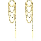 fersltily 14K Gold Plated Chain Hoop Earrings Dangle Long Earrings for Women Trendy Tassel Chain Huggie Dangle Earring Jewelry Gifts for Women Teens