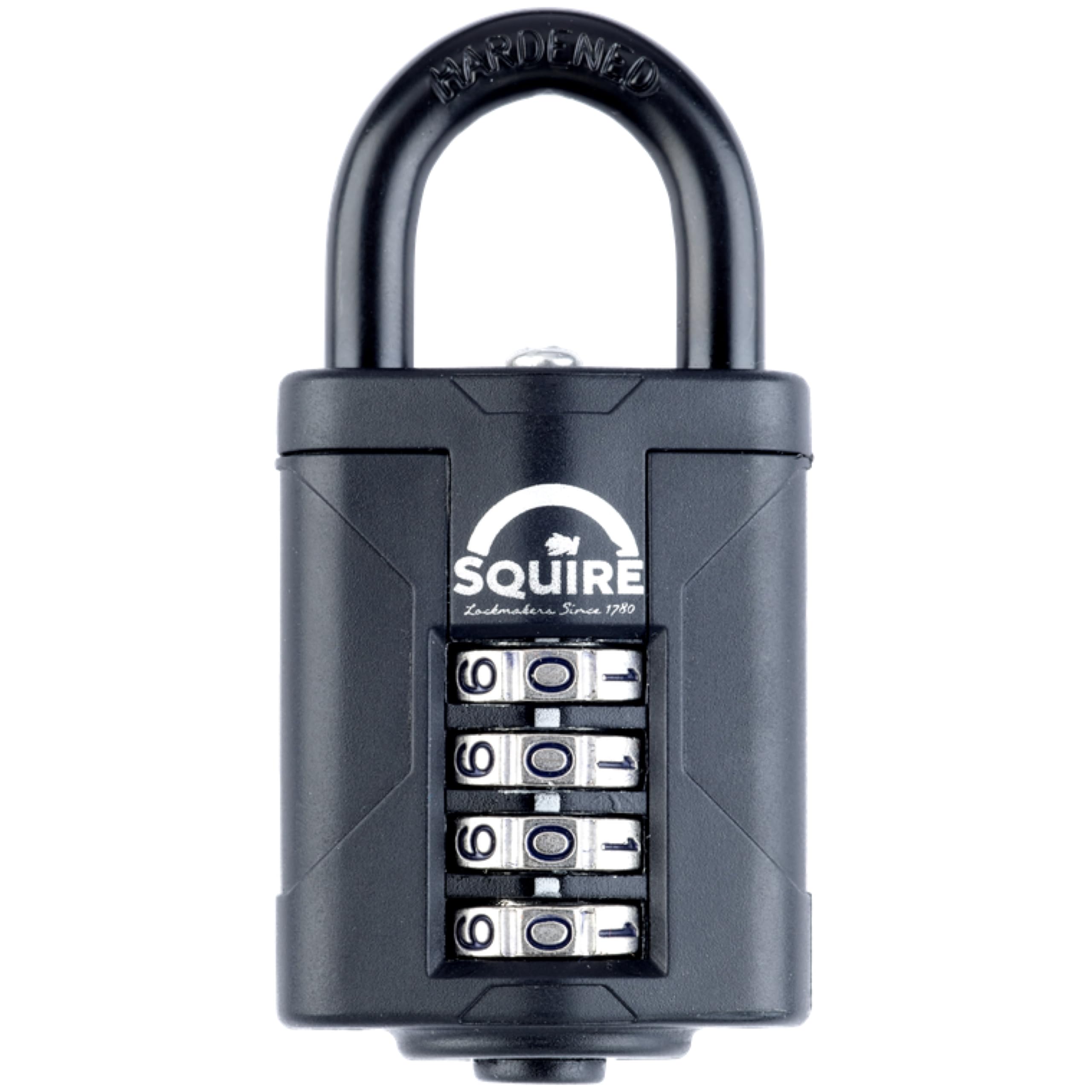 Squire Combination Padlock CP40 – 40mm Compact Combination Padlock (Black) – Re-Codable 4-Digit Code – Push Button Security – Ideal for Lockers, Bags & Indoor Cabinets