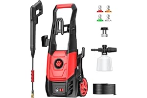 STEELITE Electric Pressure Washer, 2.5 GPM Power Washer with 4 Quick Connect Nozzles & Foam Cannon, Portable High Pressure Washer Cleaning Machine for Cars Fences Driveways Patios