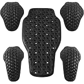 Universal Motorcycle Back Protector Insert, CE Motorcycle Jacket Insert Pads Set of 5pcs Level 1 Back Armor Protection Pad and Level 2 Elbow and Shoulder Pads for Motorcycle Jacket, Black