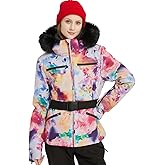 BGX Women's Ski Jacket Snowboard Warm Winter Short Slim Fit Snow Coat Mountain Windproof Waterproof with Hooded