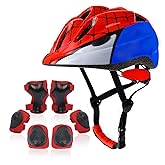 Atphfety Kids Bike Helmet Set for Toddler Boys Girls Age 3-5-8 | Helmet with Knee Elbow Pads Wrist Guards,Dual-Certified Multi-Sport for Bicycle Scooter Skateboard Skate