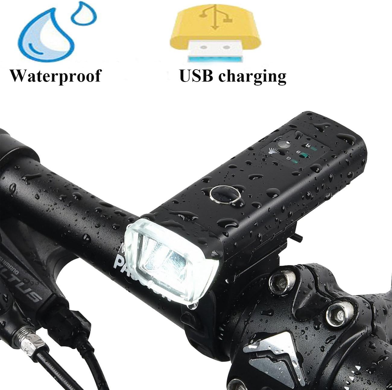 Phare Vélo LED BIGO 900 Lumens - Lampe Avant USB Rechargeable 2000mAh Pour VTT, Casque, 3 Modes
