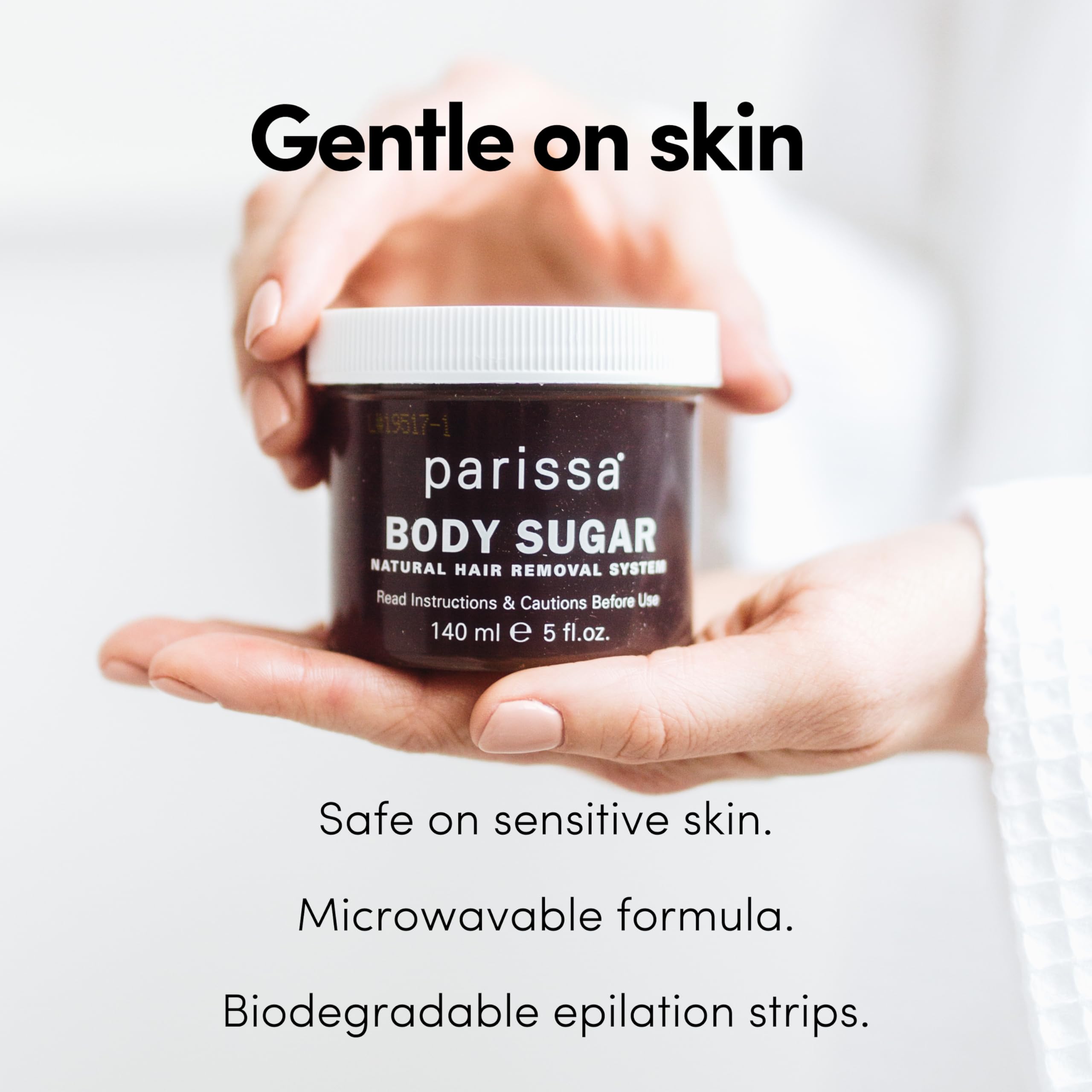 Parissa Face & Body Sugar Wax, Microwavable Formula  | 100% Natural, Vegan & Hypoallergenic, Gentle for Sensitive Skin | Facial waxing kit for women | 20 Epilation Strips, 3 Spatulas | 140ml (5 Fl Oz)