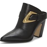 Vince Camuto Womens Baily High Heel Buckle Mule Black 9.5 Medium