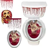 2 Sheets Halloween Toilet Lid Stickers 3D Horror Skull Bathroom Wall Decals DIY Scary Home Decor Bathroom Screaming Bloody Dark Creatures Decoration Poster for Halloween Punk Party Supplies