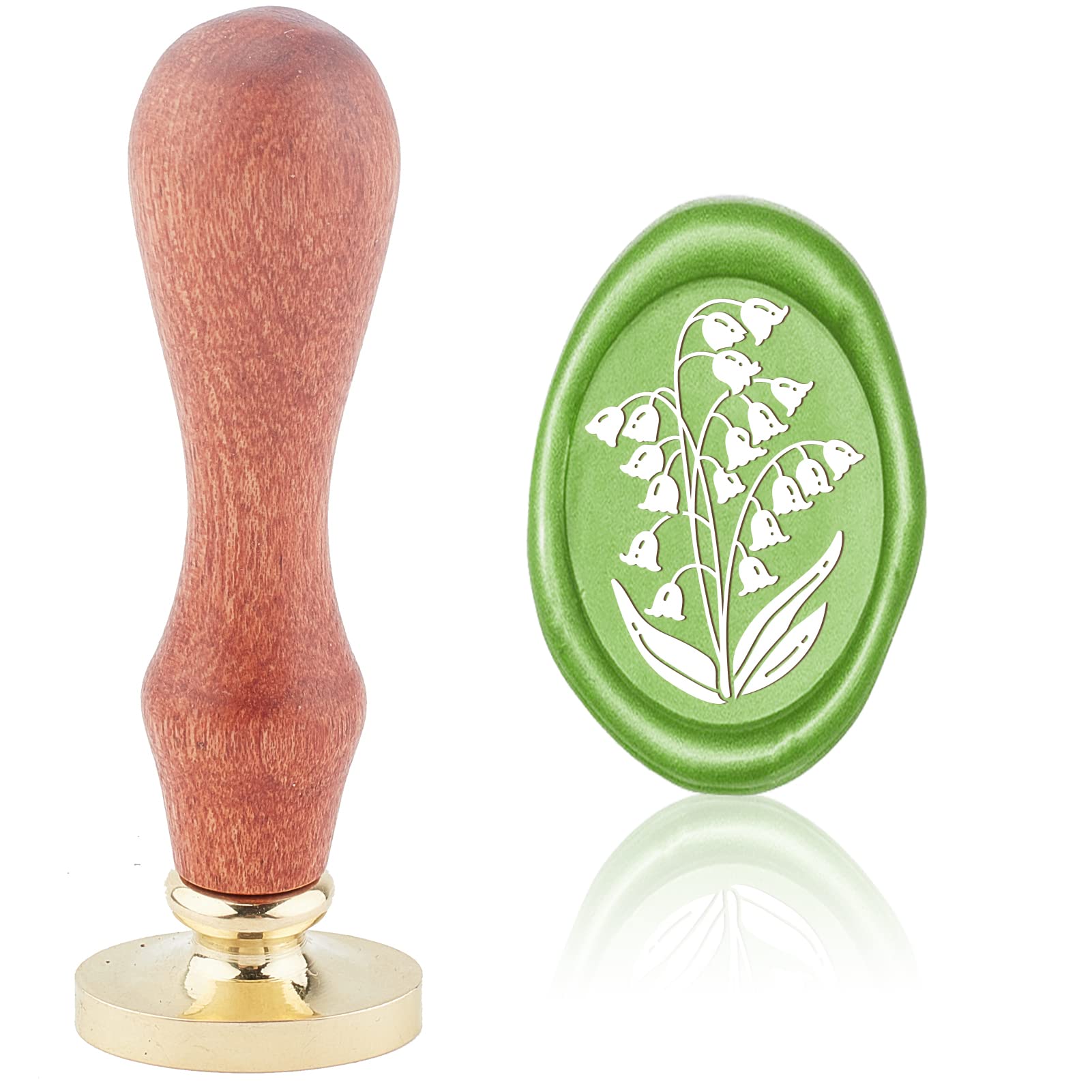 CRASPIRE Wax Seal Stamp Lily of the Valley, Oval Sealing Stamp Head 20 * 30mm with Removable Wooden Handle for Wedding Invitations Cards Bottle Gift Business Thanks