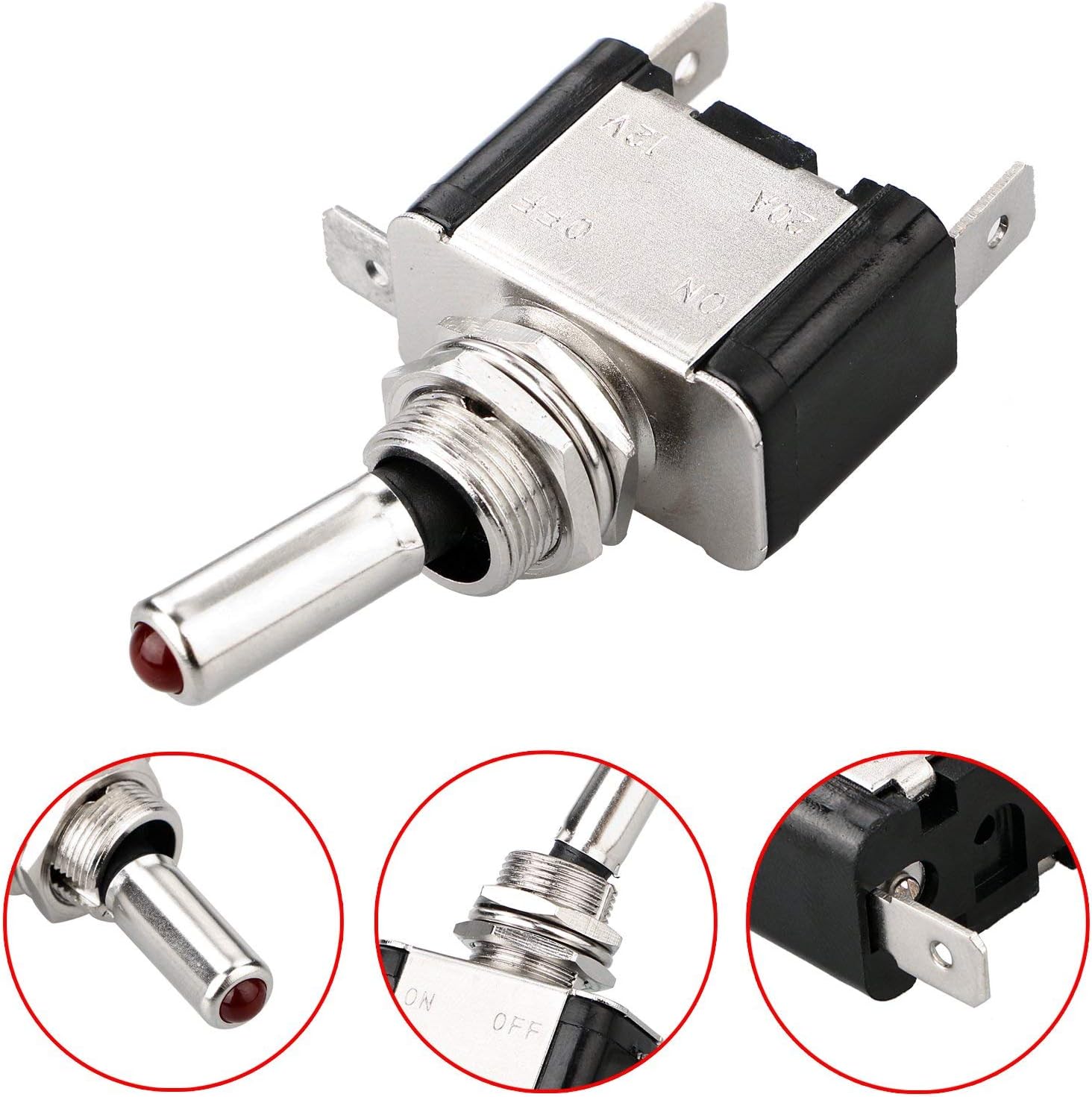 5pcs SPST LED Lighted Rocker Toggle Switch Linkstyle Marine Toggle Switch, On-Off LED Toggle Switch 12V 20A for Car RV Vehicles Truck Boat: Automotive