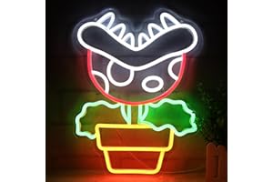 YUELANGDOU LED Piranha Flower Neon Sign Mario Game Piranha Flower Decor for Bedroom Game Room Kids Room Man Cave Birthday Party Gifts for Gamer Kids Fans16*12 IN