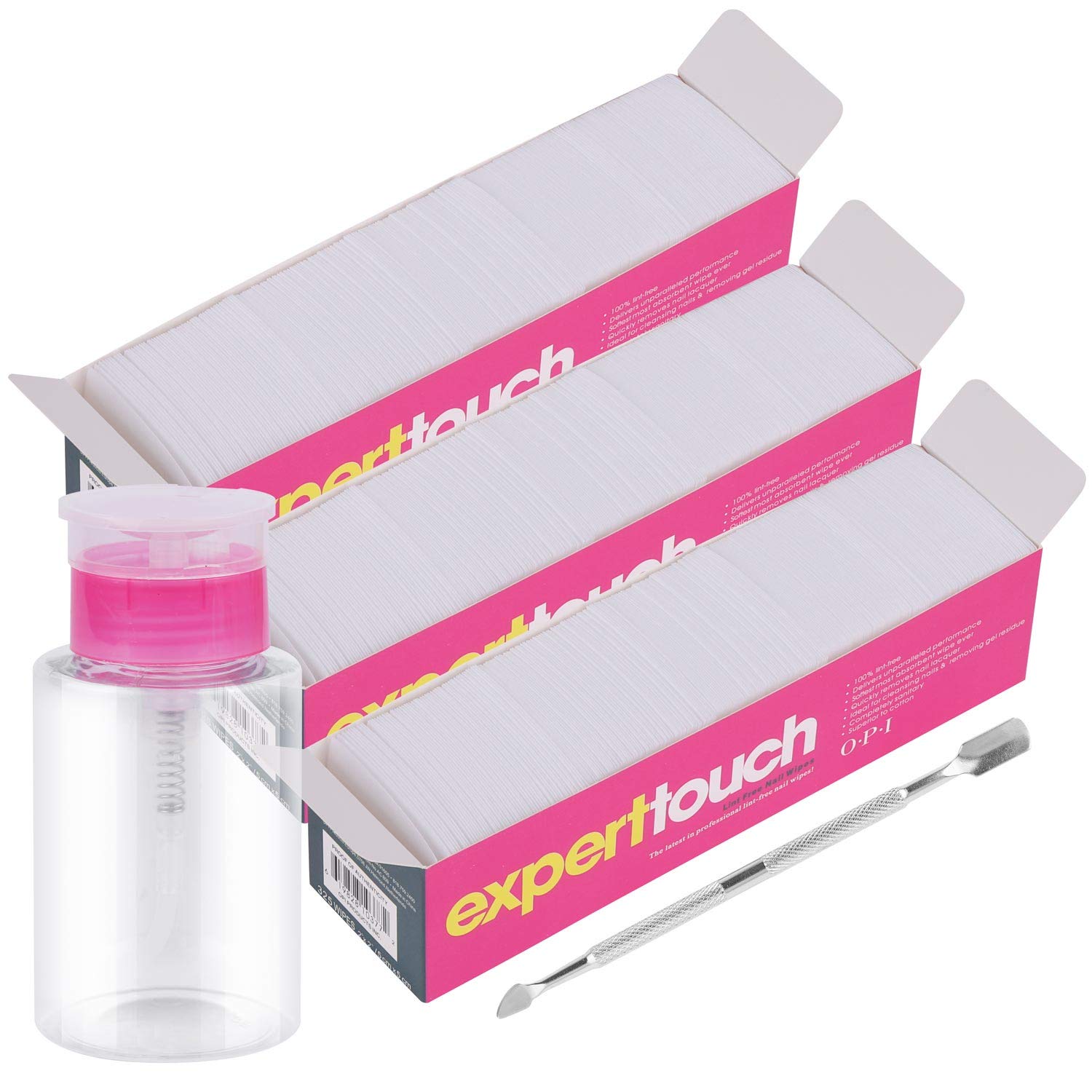 960 pcs Lint Free Nail Wipes Cotton Pads Remover to Soak Off Acrylic Gel Nail Polish with Pumb Bottle Dispenser and 1 Cuticle Pusher