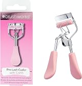 Brushworks Pro Lash Eyelash Curler with Comb Stainless Steel Pink Easy Use view 1