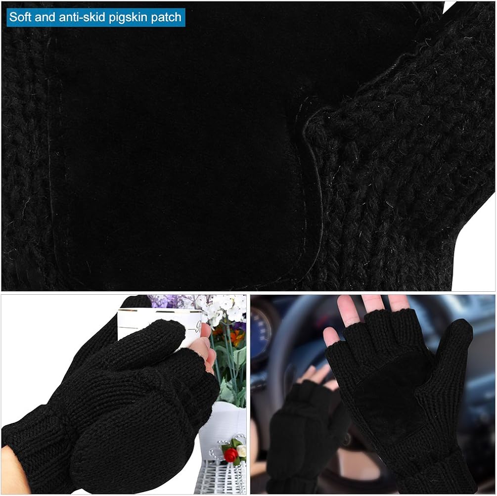 VBIGER Winter Gloves Warm Wool Mittens With Mitten Cover at  Men’s Clothing store