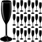 Maxcheck 24 Pcs Champagne Flutes Bulk Acrylic Toasting Drinking Flute Unbreakable Goblet Champagne Cups 6 oz Plastic Wine Glasses for Valentine's Day Wedding Bridal Shower Anniversary Party (Black)