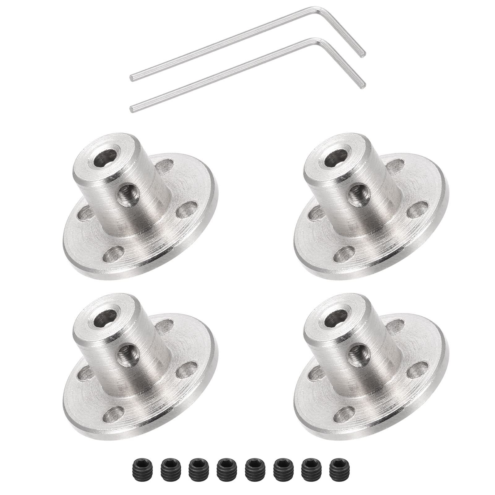 DMiotech 4 Pack 3.17mm Flange Coupling Connector Rigid Guide Shaft Support Coupler Shaft Coupling with M1.5 Hex Wrench and Screws for DIY RC Model Motors