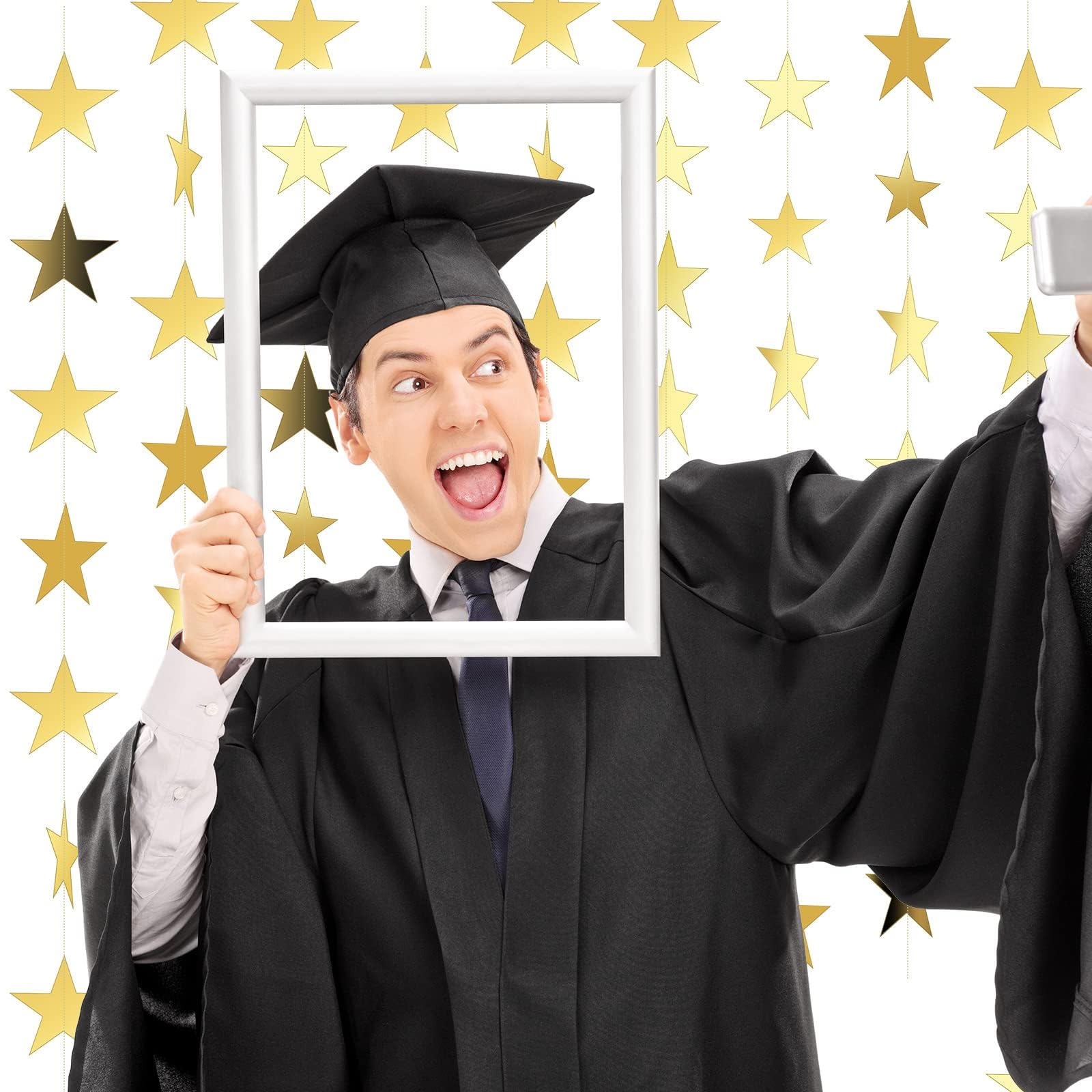 26 Feet Reflective Stars Paper Garland,Sparkling Bunting Banner Hanging Decoration Twinkle Little Star Party Garlands Garland Streamer Kit for Birthday Wedding Banner Backdrop Gold — image 1