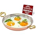 Hakan Copper Egg Pan for Cooking | Handmade Frying Pan | Hammered Skillet with Double Handles for Omelette | Authentic Kitchen Cookware & Copper Gifts Idea, 7.1” (18 cm)