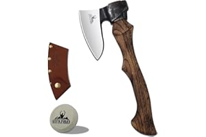 THKFWD Camping Axes and Hatchets - 14" Forged Carving Axe with Leather Sheath, Survival Hatchet Splitting Axe for Chopping Camping Survival