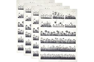 BENECREAT 4 Sheets Underglaze Paper Transfer, Flowers Dandelions and Grass Pattern, Waterslide Porcelain Paper for Pottery Cl