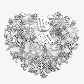 60 Pieces Assorted European Beads with Plating Silver Metal Alloy Rhinestone Large Hole Spacer Beads for DIY Charm Bracelet Jewelry Making (Alloy Pendant)