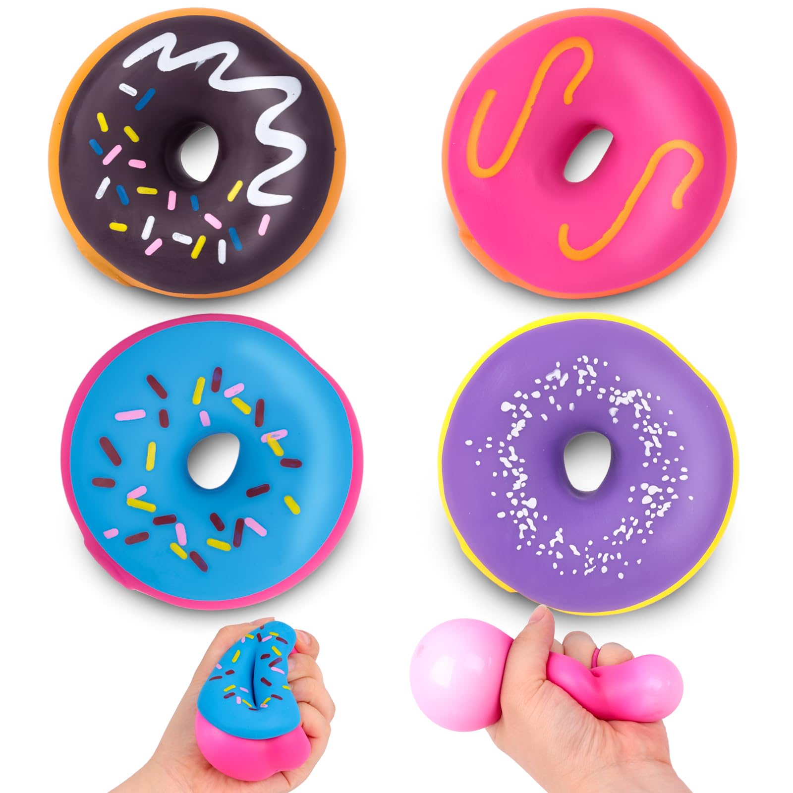 Photo 1 of LovesTown 4PCS Donut Stress Ball - Artificial Donut Sensory Toys for Birthday Party Favors, Photo Props & Display