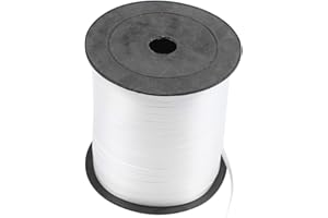 Heeucnon 1 Roll Balloon Ribbon 225m 5mm for Wedding Party（White）