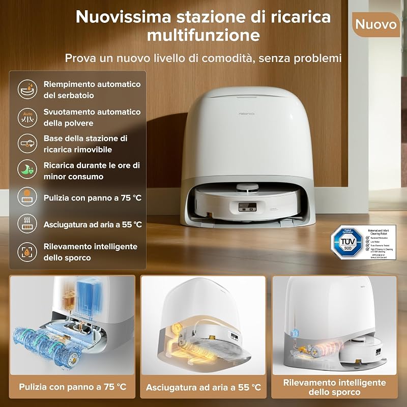 Qrevo Curv 2 Flow Robot Aspirapolvere Lavapavimenti con Rullo