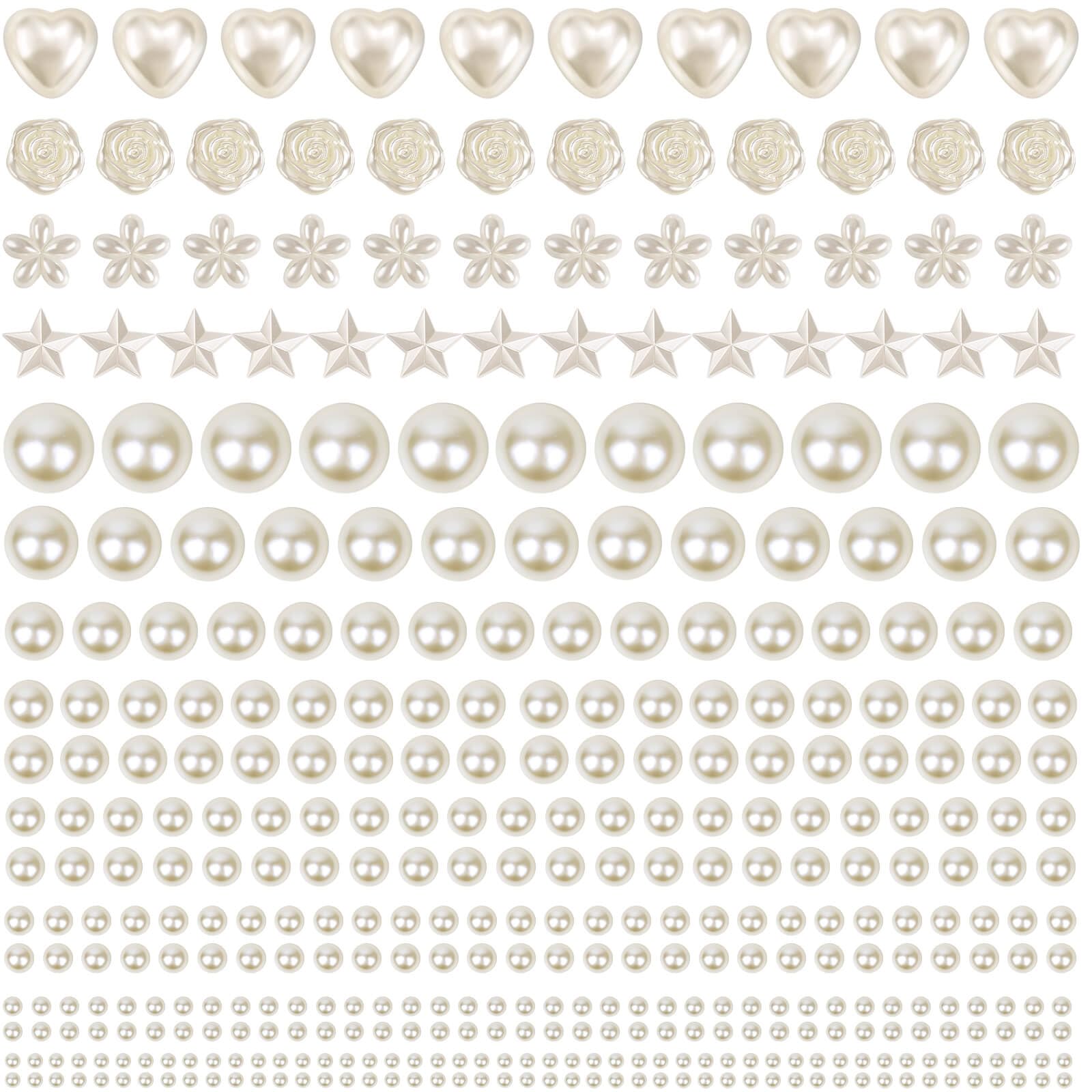 shynek 4326Pcs Self Adhesive Pearl Stickers for Crafts, Stick on Pearls Gems for Hair, Face, Makeup, Crafts, Assorted Styles and Sizes
