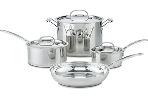 Cuisinart 7-Piece Cookware Set, Chef's Classic Stainless Steel Collection, 77-7P1