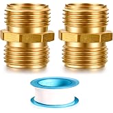 YELUN Solid brass Garden Hose Fittings Connectors Adapter Heavy Duty Brass Repair double male to male faucet leader coupler dual water hose connector(3/4" GHT Double Male) 2 Pcs
