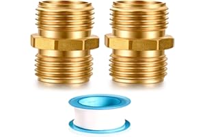 YELUN Solid brass Garden Hose Fittings Connectors Adapter Heavy Duty Brass Repair double male to male faucet leader coupler dual water hose connector(3/4" GHT Double Male) 2 Pcs