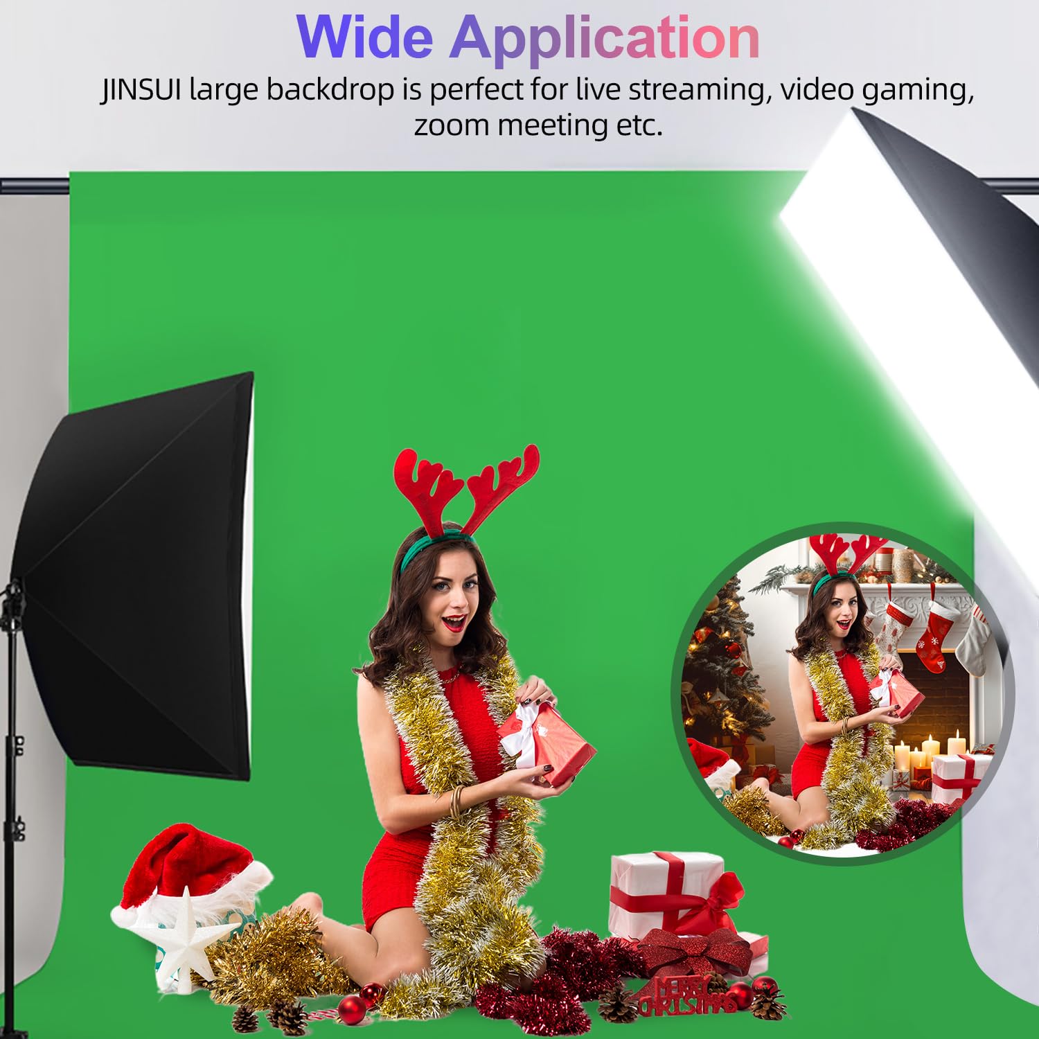 Green Screen Backdrop 10x10 ft, Chroma Key Greenscreen Background for Streaming Zoom, Photo Backdrop Curtain for Photography, Thick Polyester Fabric Cloth Sheet for Photoshoot Video (Backdrop Only)