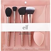 e.l.f. Complexion Essentials Brush & Sponge Set, Concealer, Powder, Blush & Highlighter Brushes & Total Face Sponge, Vegan & Cruelty-Free