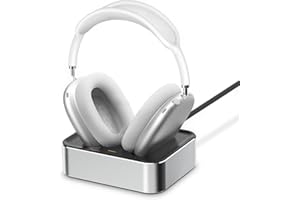 VAWVVA Headphone Charging Station for AirPods Max 2024 & 2020 - Wireless Magnetic Headset Charger Dock with Dual Lightning & Type-C Connectors (Silver)