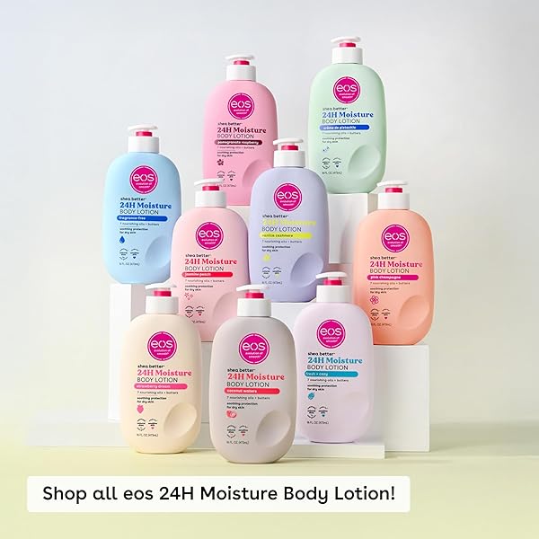 EOS SHEA BETTER BODY LOTION- POMEGRANATE RASPBERRY, 24-HOUR MOISTURE SKIN CARE, LIGHTWEIGHT & NON-GREASY, MADE WITH NATURAL SHEA, VEGAN, 16 FL OZ