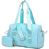 ERTUNA Everyday Mini Gym Bag for Women 2.0, Small Tote with Zipper Compartment Waterproof Travel Duffle Cute Handbag Workout Carry On with Removeable Shoulder Strap & Coin Wallet Easy to Clean - Blue