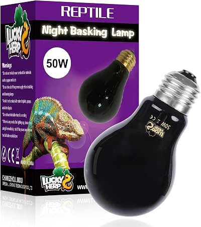 LUCKY HERP Reptile Night Heat Bulb 50W UVA Heat Lamp Moonlight Basking