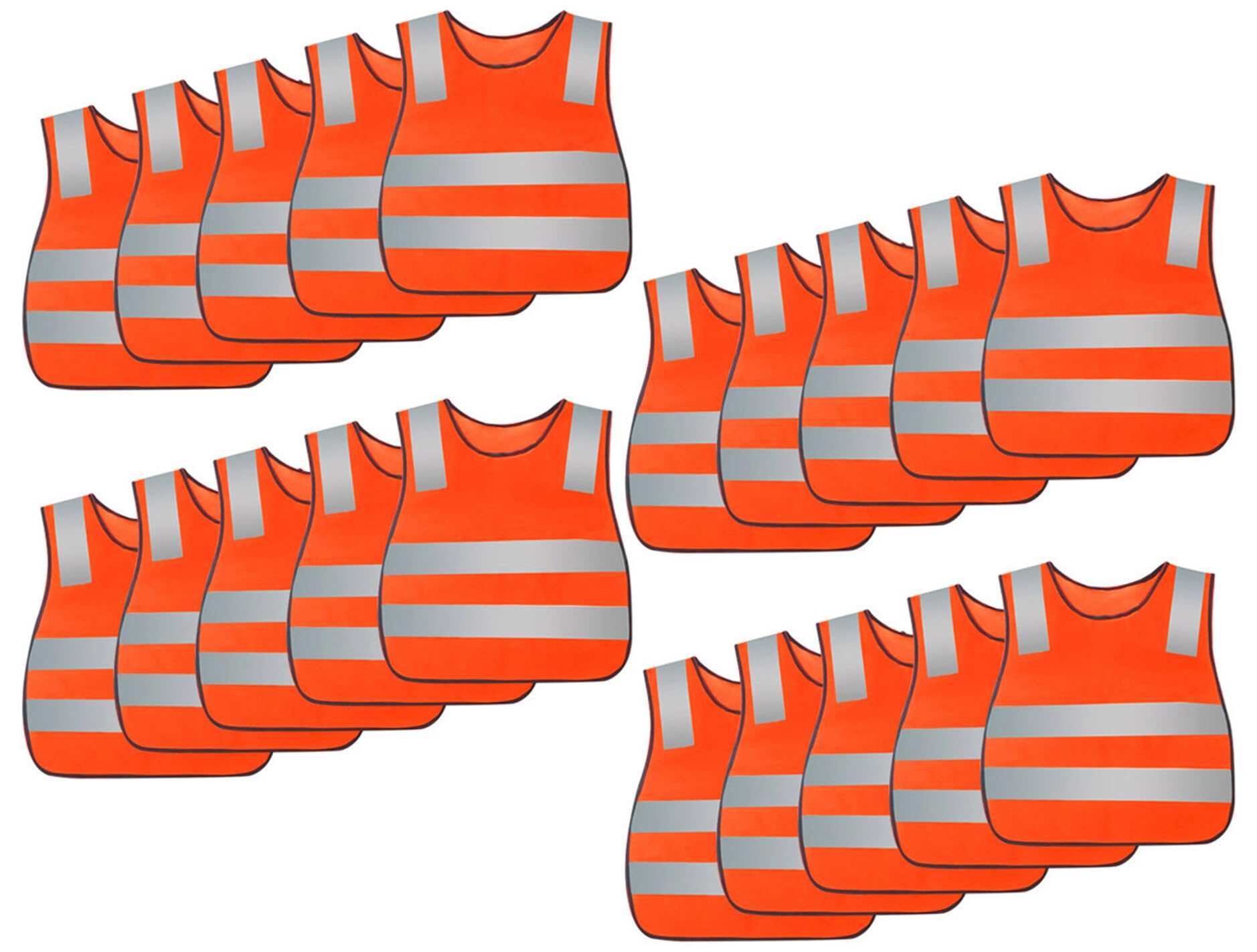 Lightweight High Vis Waistcoat Coming Home from School Reflective Vest Running Cycling Overall Safety Tops Orange 20 Pack