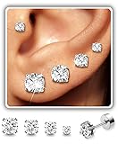 4Pairs Flatback Studs Earrings Set for Women