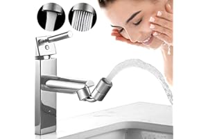 HOUTINGMAAN Swivel Faucet Aerator,Dual Spray Modes Faucet Nozzle, 720° Big Angle Rotate Kitchen Sink Faucet Attachment,Faucet Extender for Bathroom 55/64 inch Female Thread,Kitchen Sink Aerator Chrome