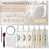 White Leather & Vinyl Repair Kit, Leather Repair Kit for Shoes, Purse, Sofa, Couch, Jacket, Car Seats, Restores Faux, Artificial, Genuine Pleather & Any Material, for Scratch, Rips, Tears, Holes