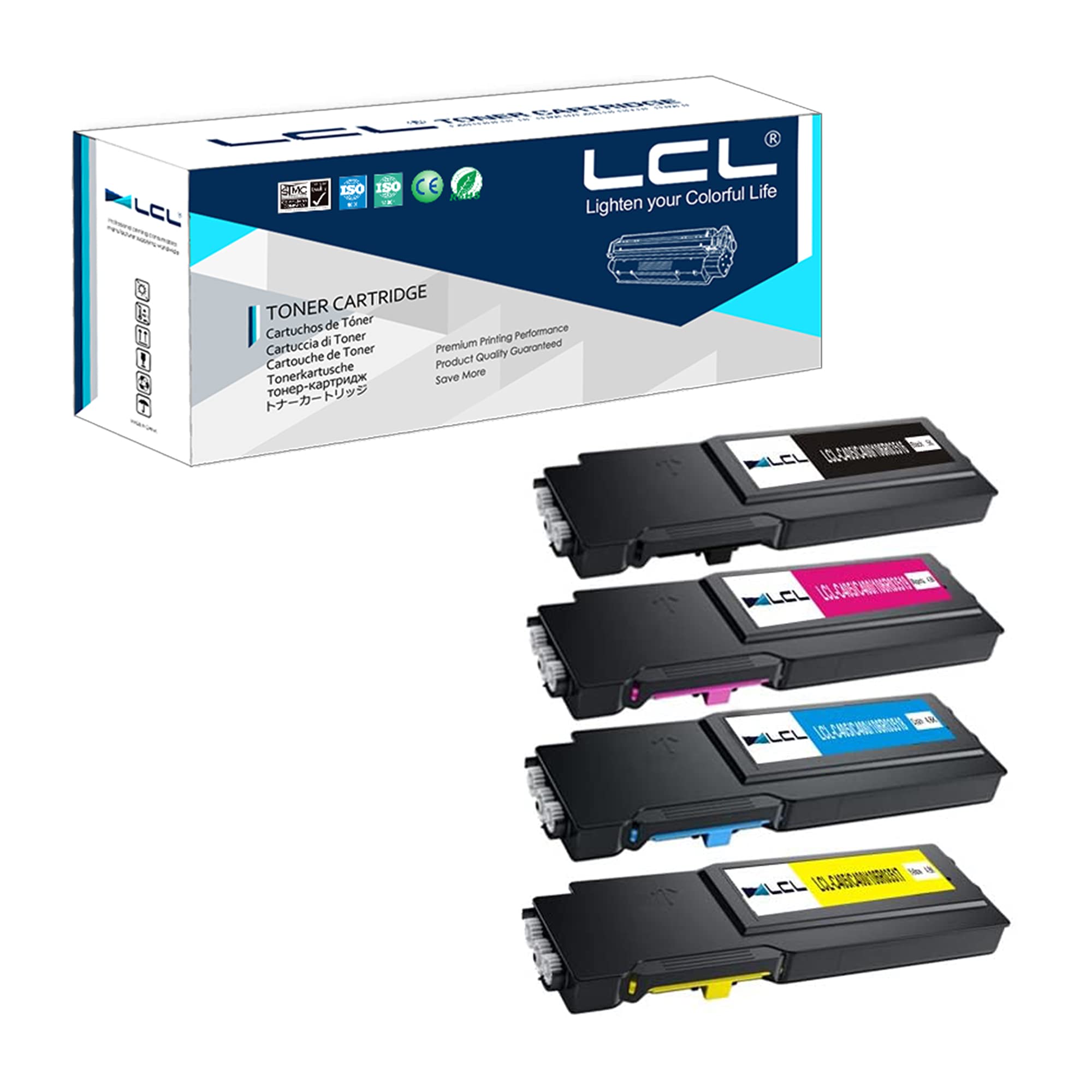 LCL Remanufactured Toner Cartridge for C400 C400V C400N C400DN C405 C405V C405N C405DN 106R03516 106R03518 106R03519 106R03517 (4 KCMY) Compatible for Xerox