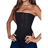 LovelyWholesale Strapless Corset Top for Women Sexy Mesh Bustier Tops Party Club