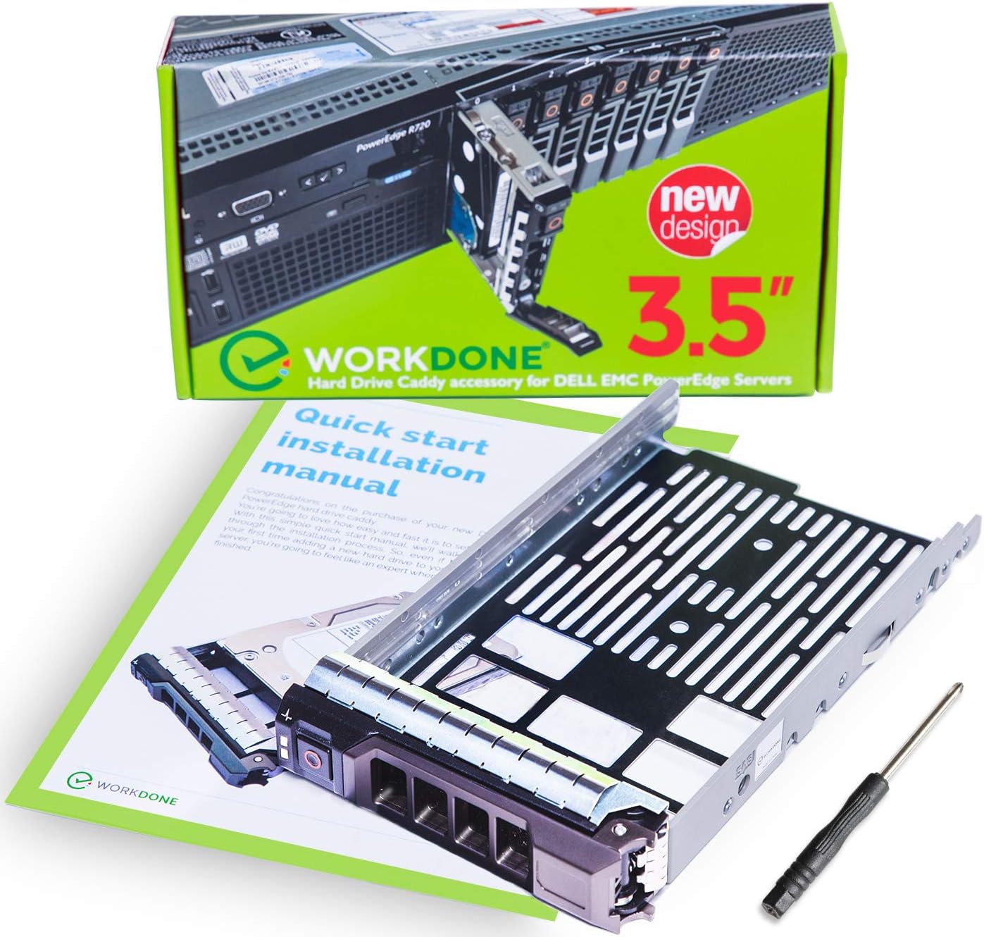 WorkDone 3.5 inch Hard Drive Caddy Tray Compatible for Dell PowerEdge Servers SAS SATA HDD