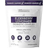 JUST INGREDIENTS Elderberry Lemonade 3-in-1 Probiotic Complex - Prebiotics, Probiotics & Postbiotics - 30 Sticks