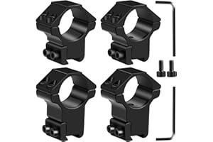 1'' Dovetail Scope Rings, LONSEL 2Pcs High Profile & 2Pcs Medium Profile 1 Inch Scope Mount Rings for 11mm Dovetail Rails - Pack of 4