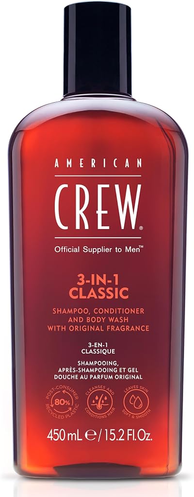 American Crew 3-In-1 Shampoo Conditioner Body Wash for Men 450ml Long Lasting