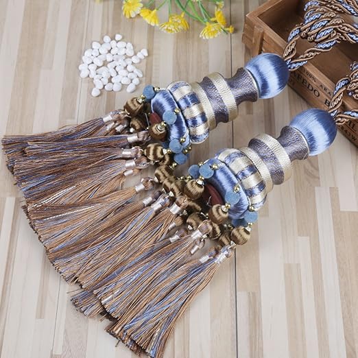 Amazon Com Kiseng 1 Pair Beaded Tassels Curtain Tiebacks Rope